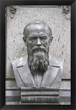 Framed Grave of Fyodor Dostoevsky at Tikhinskoye Kladbistse the Tikhvin Cemetery, St. Petersburg, Russia Print