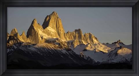 Framed Sun Reflecting off Mt Fitzroy, Argentine Glaciers National Park, Santa Cruz Province, Patagonia, Argentina Print