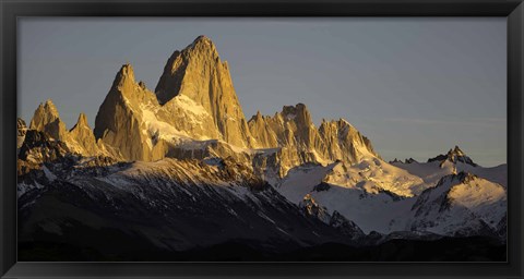 Framed Sun Reflecting off Mt Fitzroy, Argentine Glaciers National Park, Santa Cruz Province, Patagonia, Argentina Print