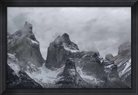 Framed Clouds over snowcapped mountains, Torres del Paine National Park, Magallanes Region, Patagonia, Chile Print