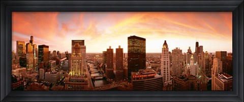 Framed Sunset Skyline Chicago IL Print