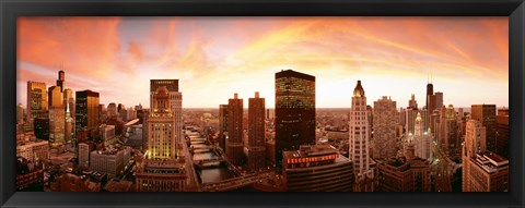 Framed Sunset Skyline Chicago IL Print