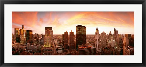 Framed Sunset Skyline Chicago IL Print