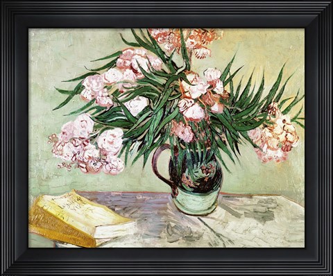 Framed Oleanders and Books, 1888 Print