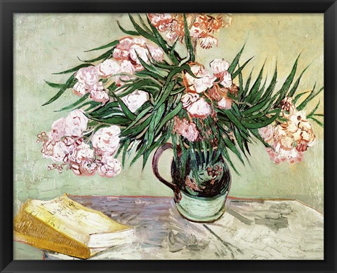 Framed Oleanders and Books, 1888 Print