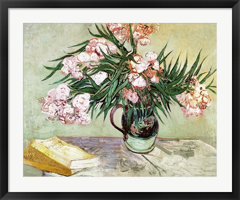 Framed Oleanders and Books, 1888 Print