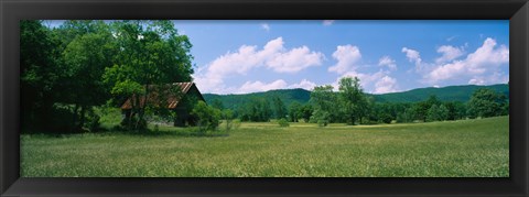 Framed Barn in a field, Cades Cove, Great Smoky Mountains National Park, Tennessee, USA Print