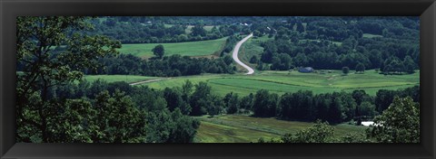 Framed Winding road passing through a landscape, East Central, Missouri, USA Print