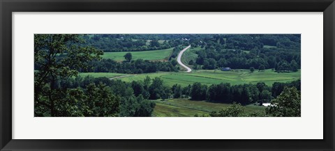 Framed Winding road passing through a landscape, East Central, Missouri, USA Print