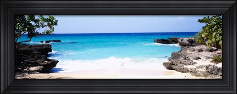 Framed Rock formations on the beach, Smith's Cove Beach, Smith's Cove, Georgetown, Grand Cayman, Cayman Islands Print