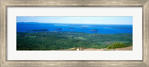 Framed High angle view of a bay, Frenchman Bay, Bar Harbor, Hancock County, Maine, USA Print