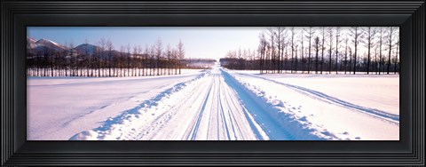 Framed Snowy Road Hokkaido Shari-cho Japan Print