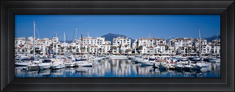 Framed Boats at a harbor, Puerto Banus, Costa Del Sol, Andalusia, Spain Print