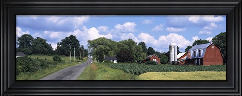 Framed Road passing through a farm, Emmons Road, Tompkins County, Finger Lakes Region, New York State, USA Print