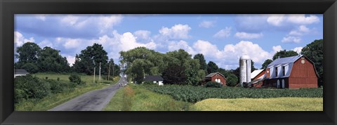 Framed Road passing through a farm, Emmons Road, Tompkins County, Finger Lakes Region, New York State, USA Print