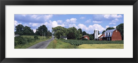 Framed Road passing through a farm, Emmons Road, Tompkins County, Finger Lakes Region, New York State, USA Print