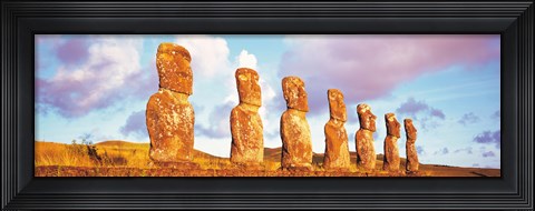 Framed 7 Statues on Easter Island Chile Print