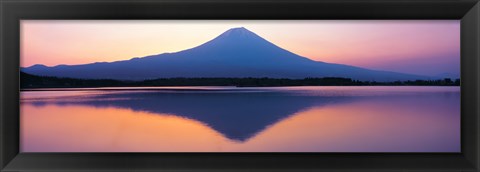 Framed Mt Fuji reflection in a lake, Shizuoka Japan Print