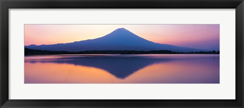 Framed Mt Fuji reflection in a lake, Shizuoka Japan Print