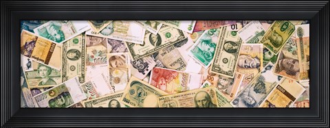 Framed Collection of currencies of various countries Print
