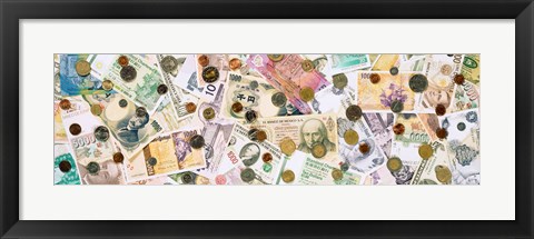 Framed Collection of various currencies Print