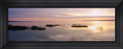 Framed Sunset over a lake, Chequamegon Bay, Lake Superior, Wisconsin, USA Print