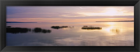 Framed Sunset over a lake, Chequamegon Bay, Lake Superior, Wisconsin, USA Print