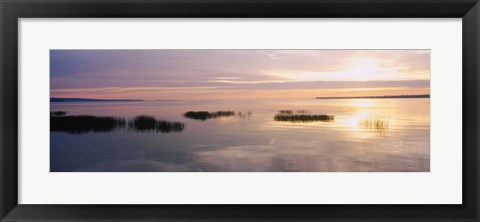 Framed Sunset over a lake, Chequamegon Bay, Lake Superior, Wisconsin, USA Print