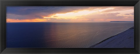 Framed Clouds over a lake at dusk, Lake Michigan, Michigan, USA Print