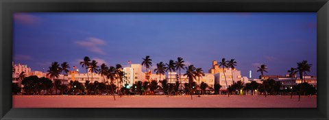 Framed Miami Beach at dusk, FL Print