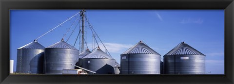 Framed Grain storage bins, Nebraska, USA Print