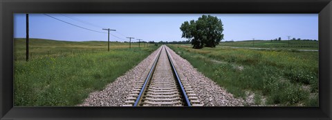 Framed Telephone poles along a railroad track, Custer County, Nebraska Print