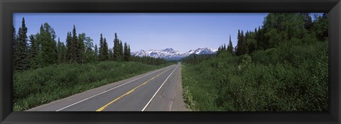 Framed Road passing through a landscape, George Parks Highway, Alaska, USA Print