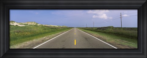 Framed Road passing through a landscape, North Carolina Highway 12, Cape Hatteras National Seashore, Outer Banks, North Carolina, USA Print