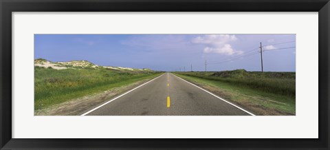 Framed Road passing through a landscape, North Carolina Highway 12, Cape Hatteras National Seashore, Outer Banks, North Carolina, USA Print