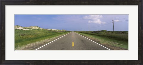 Framed Road passing through a landscape, North Carolina Highway 12, Cape Hatteras National Seashore, Outer Banks, North Carolina, USA Print