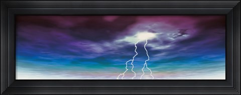 Framed Colored stormy sky w/ angry lightning Print