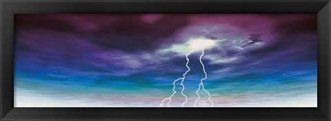 Framed Colored stormy sky w/ angry lightning Print