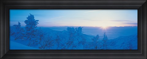Framed Yokoteyama at sunrise Shiga Kogen Nagano Japan Print