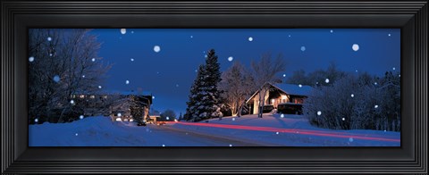 Framed Houses snowfall NH USA Print