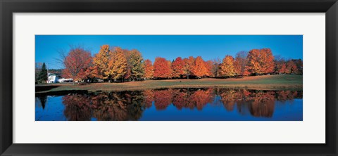 Framed Autumn by the Lake, Laurentide Quebec Canada Print
