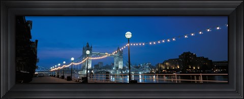 Framed Tower Bridge London England (Nighttime with Lights) Print
