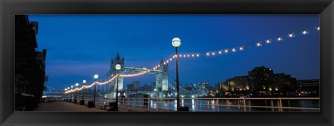 Framed Tower Bridge London England (Nighttime with Lights) Print