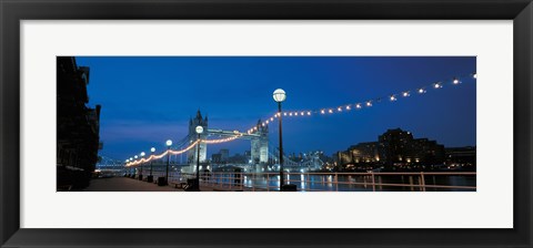 Framed Tower Bridge London England (Nighttime with Lights) Print