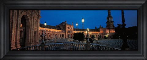 Framed Plaza Espana at Night, Seville Andalucia Spain Print