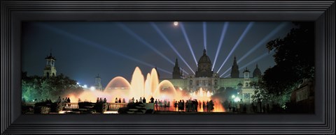 Framed Barcelona, Spain Lit Up at Night Print