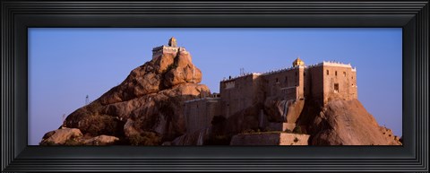 Framed Temple on cliff, Rockfort Ucchi Pillayar Temple, Tiruchirapalli, Tamil Nadu, India Print