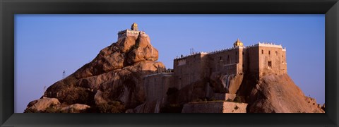 Framed Temple on cliff, Rockfort Ucchi Pillayar Temple, Tiruchirapalli, Tamil Nadu, India Print