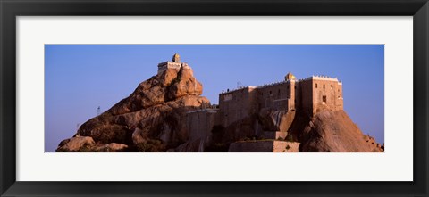 Framed Temple on cliff, Rockfort Ucchi Pillayar Temple, Tiruchirapalli, Tamil Nadu, India Print