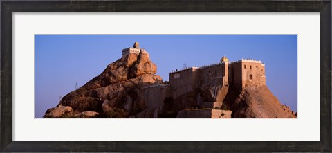 Framed Temple on cliff, Rockfort Ucchi Pillayar Temple, Tiruchirapalli, Tamil Nadu, India Print